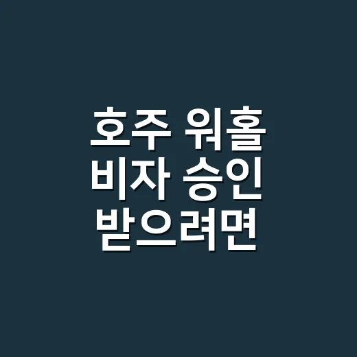 호주 워홀 비자 승인 받으려면 이렇게 준비하세요 - 요약