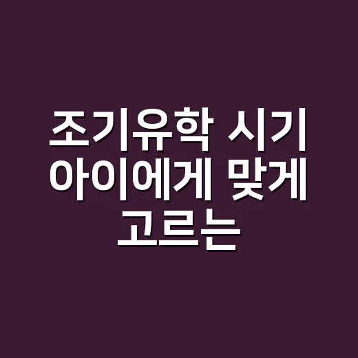 조기유학 시기 아이에게 맞게 고르는 방법 - 요약