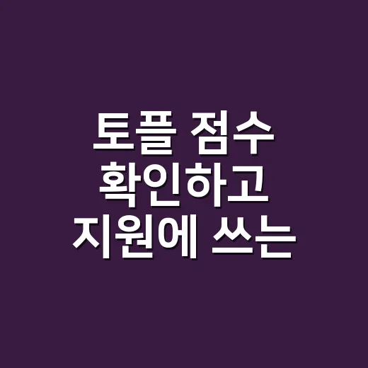토플 점수 확인하고 지원에 쓰는 방법 - 요약