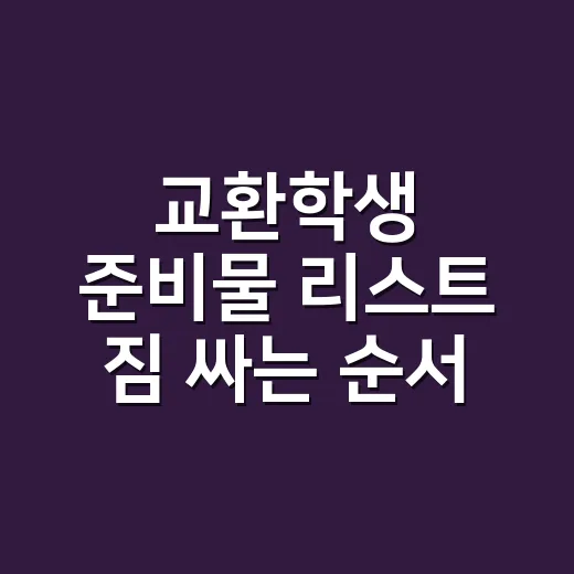교환학생 준비물 리스트 짐 싸는 순서대로 챙기는 방법 - 요약