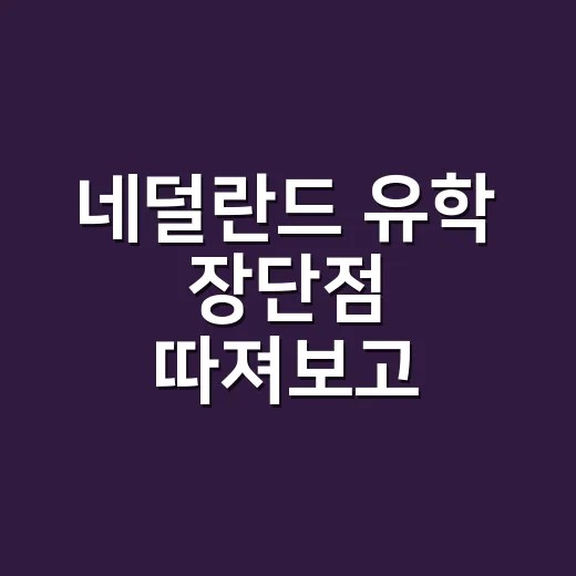 네덜란드 유학 장단점 따져보고 지원하는 방법 - 요약