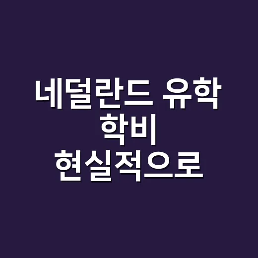 네덜란드 유학 학비 현실적으로 계산하는 방법 - 요약