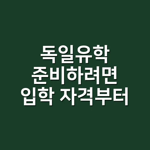 독일유학 준비하려면 입학 자격부터 확인하는 방법 - 요약
