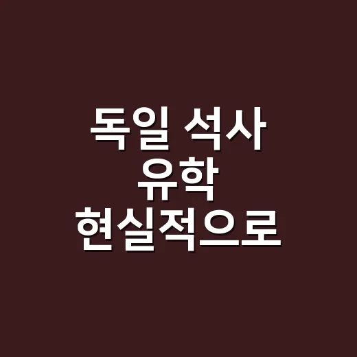 독일 석사 유학 현실적으로 준비하는 방법 - 요약