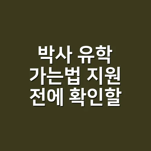 박사 유학 가는법 지원 전에 확인할 순서 - 요약