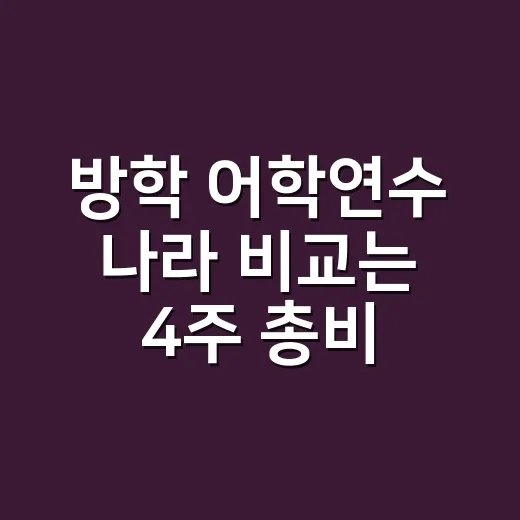 방학 어학연수 나라 비교는 4주 총비용부터 하는 방법 - 요약
