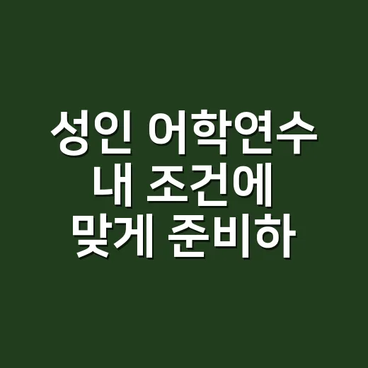 성인 어학연수 내 조건에 맞게 준비하는 방법 - 요약