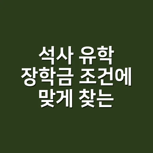 석사 유학 장학금 조건에 맞게 찾는 방법 - 요약