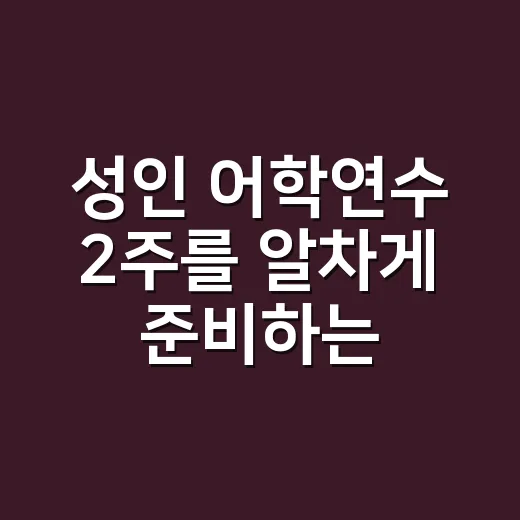 성인 어학연수 2주를 알차게 준비하는 방법 - 요약