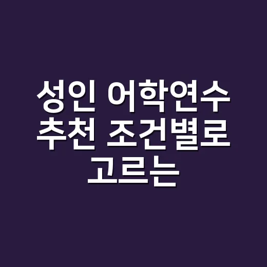 성인 어학연수 추천 조건별로 고르는 방법 - 요약