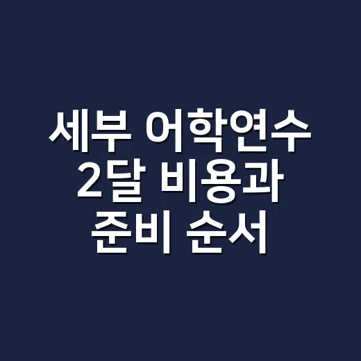 세부 어학연수 2달 비용과 준비 순서 잡는 방법 - 요약