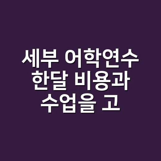 세부 어학연수 한달 비용과 수업을 고르는 방법 - 요약