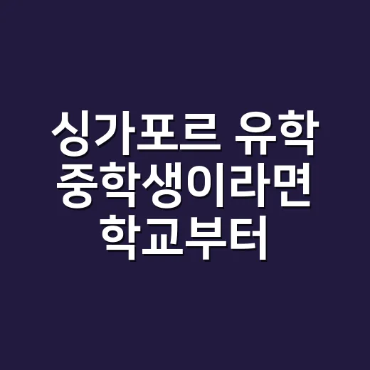 싱가포르 유학 중학생이라면 학교부터 고르는 방법 - 요약