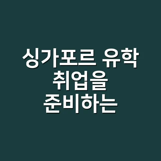 싱가포르 유학 취업을 준비하는 현실적인 방법 - 요약