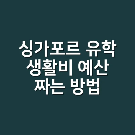 싱가포르 유학 생활비 예산 짜는 방법 - 요약
