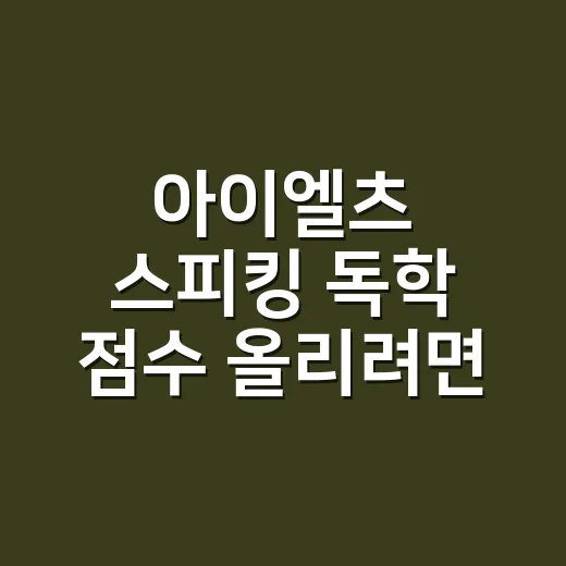 아이엘츠 스피킹 독학 점수 올리려면 이렇게 연습하세요 - 요약