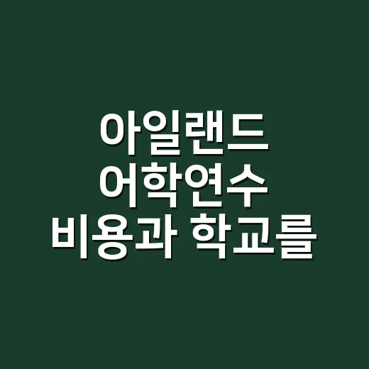 아일랜드 어학연수 비용과 학교를 고르는 방법 - 요약