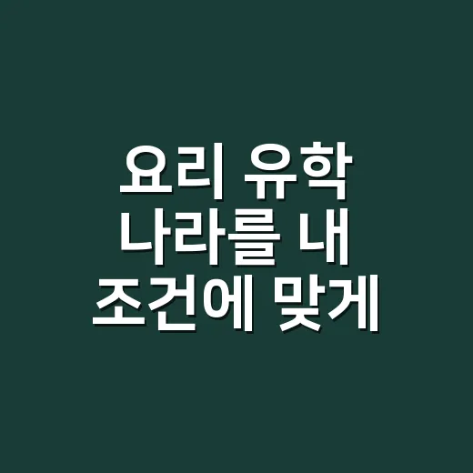 요리 유학 나라를 내 조건에 맞게 고르는 방법 - 요약