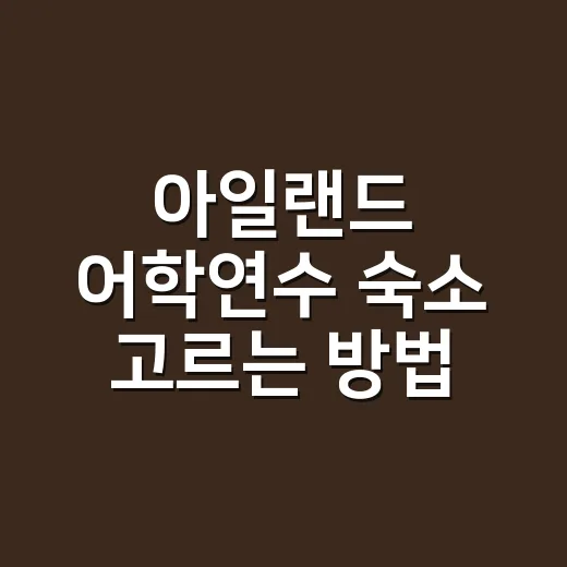 아일랜드 어학연수 숙소 고르는 방법 - 요약