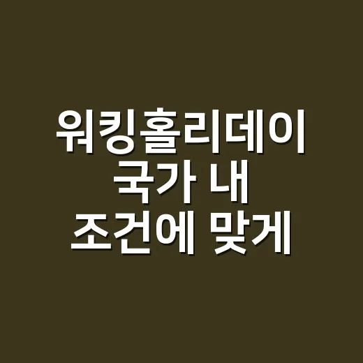워킹홀리데이 국가 내 조건에 맞게 고르는 방법 - 요약