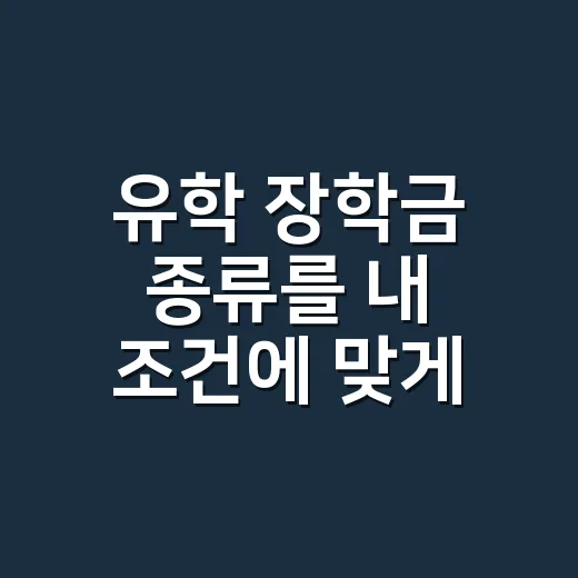 유학 장학금 종류를 내 조건에 맞게 찾는 방법 - 요약