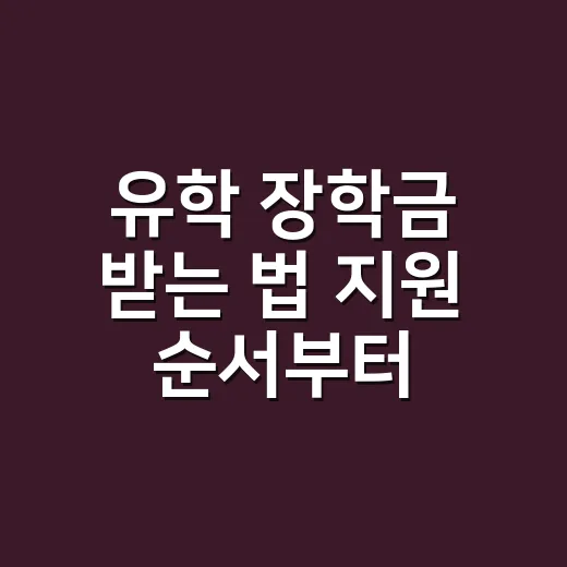 유학 장학금 받는 법 지원 순서부터 바꾸세요 - 요약