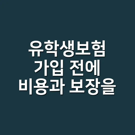 유학생보험 가입 전에 비용과 보장을 확인하는 방법 - 요약