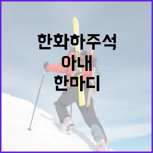 한화 하주석의 마음을 변화시킨 아내의 한마디 - 요약