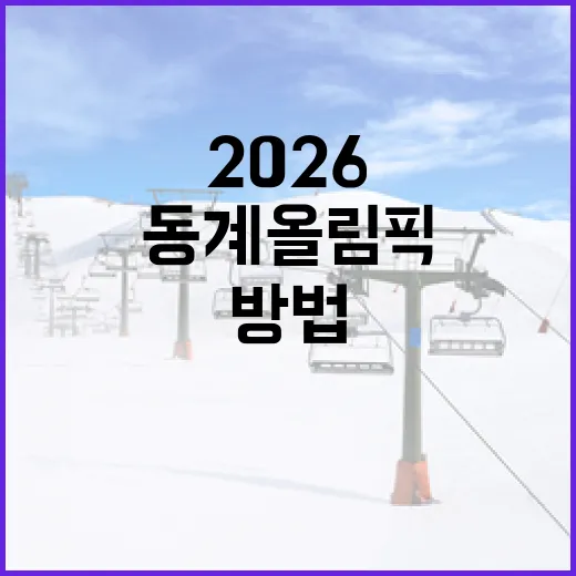 동계올림픽 2026을 준비하는 방법: 알아두면 좋은 정보 - 요약