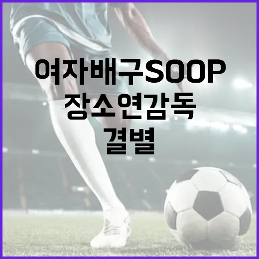 여자배구 SOOP와 장소연 감독의 결별, 그 이유와 향후 방향은? - 요약