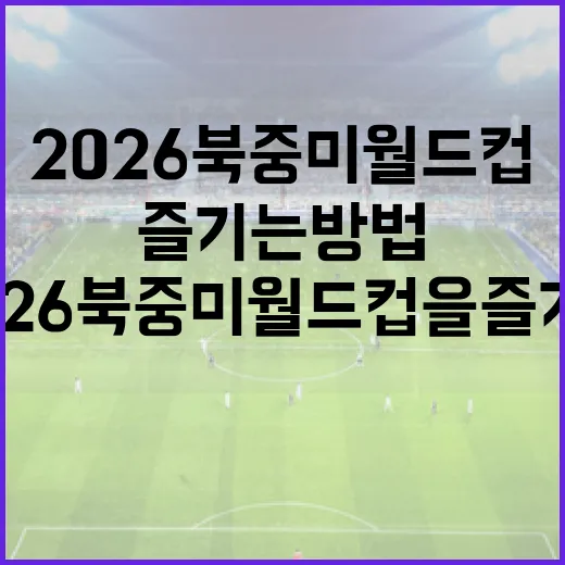 2026 북중미 월드컵을 즐기는 방법 - 요약