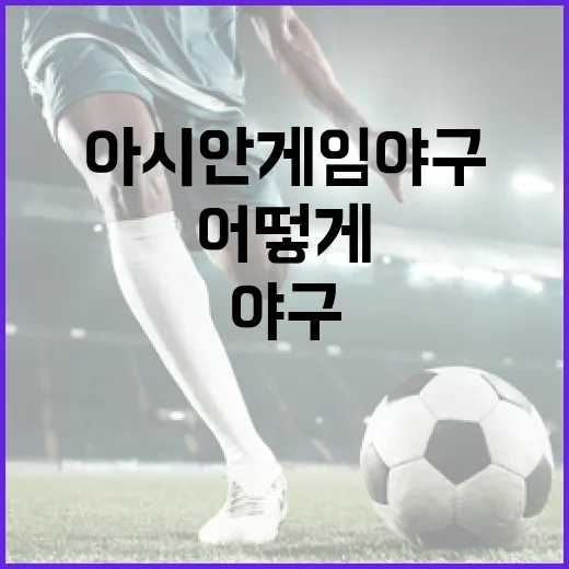 아시안게임 야구 일정, 어떻게 준비하면 좋을까? - 요약