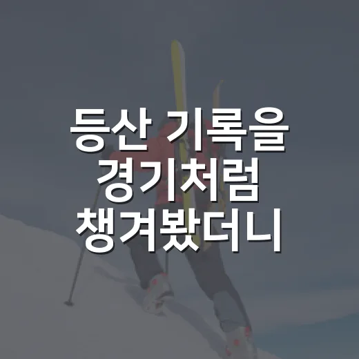 등산 기록을 경기처럼 챙겨봤더니 보인 진짜 흐름 - 요약