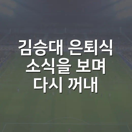 김승대 은퇴식 소식을 보며 다시 꺼내본 포항의 라인 브레이커 이야기 - 요약