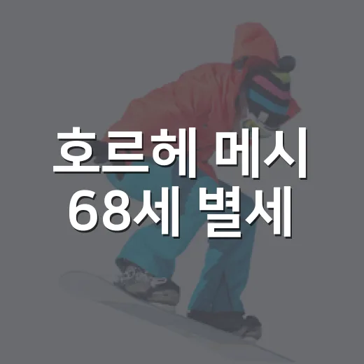 호르헤 메시 68세 별세, 메시 커리어의 숫자 뒤에 있던 사람 이야기