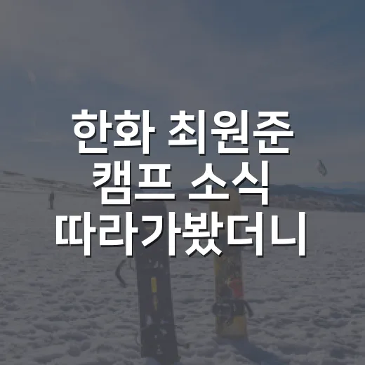 한화 최원준 캠프 소식 따라가봤더니, 김경문 눈도장이 그냥 나온 말은 아니었다 - 요약