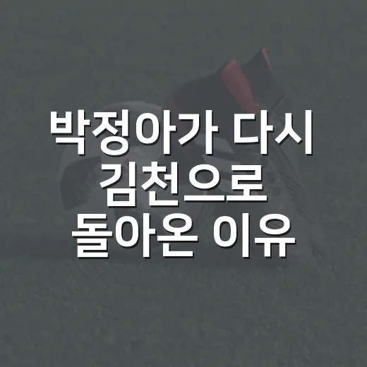박정아가 다시 김천으로 돌아온 이유, 숫자로 보니 꽤 현실적이었다 - 요약