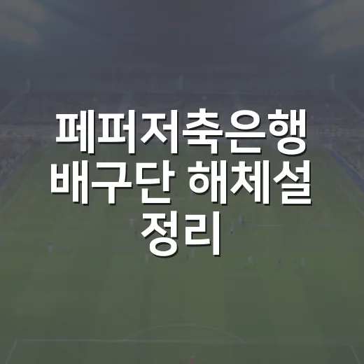페퍼저축은행 배구단 해체설 정리, 직접 흐름 따라가 보니 진짜 변수는 따로 있었다 - 요약