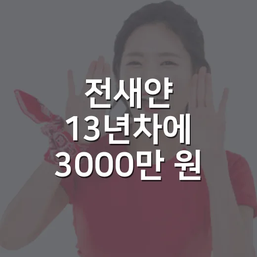 전새얀 13년차에 3000만 원, 그 숫자가 더 크게 들렸던 이유 - 요약
