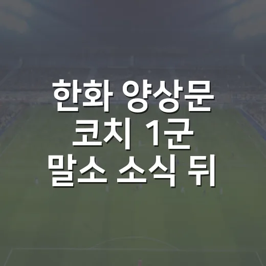 한화 양상문 코치 1군 말소 소식 뒤에 남은 숫자들을 다시 봤더니 - 요약