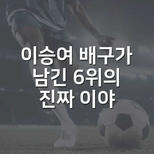 이승여 배구가 남긴 6위의 진짜 이야기, 숫자로 다시 보니 더 흥미로웠다 - 요약