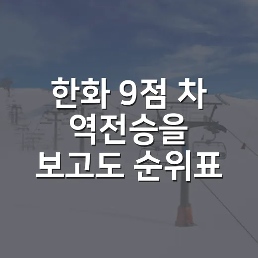 한화 9점 차 역전승을 보고도 순위표를 다시 보게 된 진짜 이유