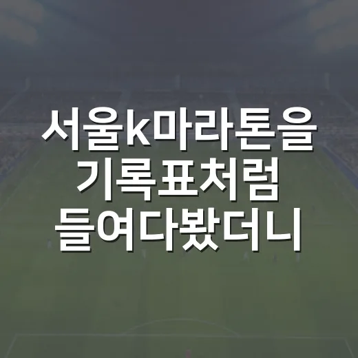 서울k마라톤을 기록표처럼 들여다봤더니 보인 도심 레이스의 진짜 맛 - 요약