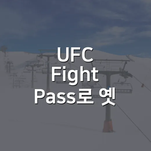 UFC Fight Pass로 옛 경기를 다시 돌려봤더니 기록의 결이 달라졌다 - 요약