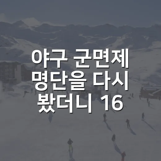 야구 군면제 명단을 다시 봤더니 16명의 시간이 보였다 - 요약