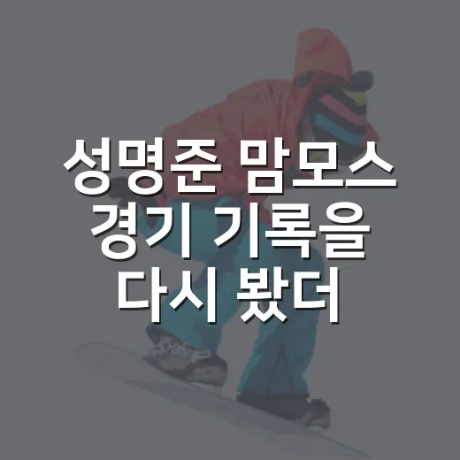 성명준 맘모스 경기 기록을 다시 봤더니 달리 보였다 - 요약