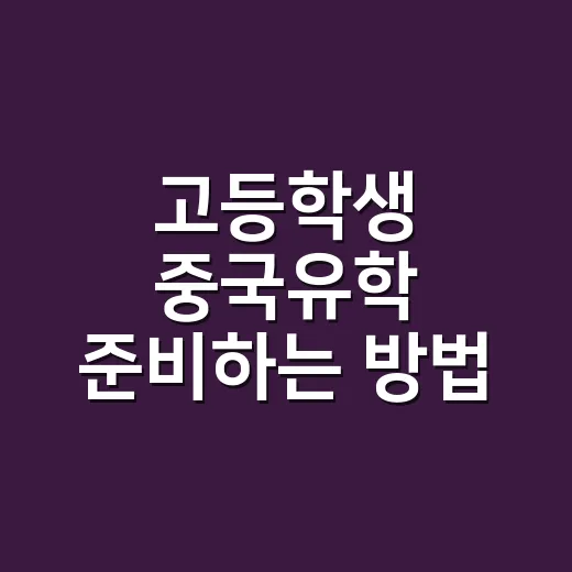 고등학생 중국유학 준비하는 방법, 학교 선택부터 중국어 실력까지 이렇게 잡으세요 - 요약