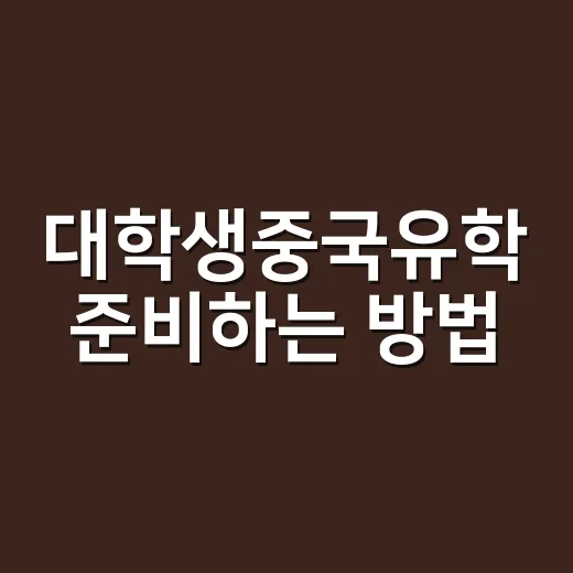 대학생중국유학 준비하는 방법, 수업보다 먼저 챙겨야 할 것들 - 요약