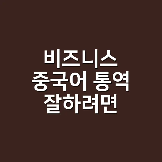 비즈니스 중국어 통역 잘하려면 이렇게 준비하세요 - 요약