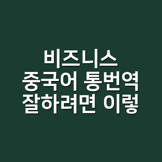 비즈니스 중국어 통번역 잘하려면 이렇게 준비하세요 - 요약
